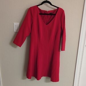 Ann Taylor Vibrant Red 3/4 Sleeve Dress